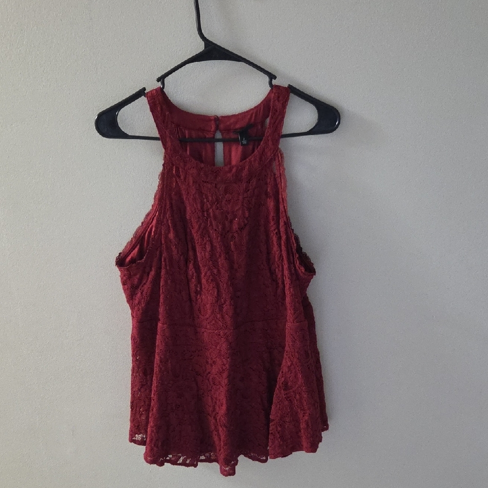 Torrid Red Lace Tank Top with Flowy Design